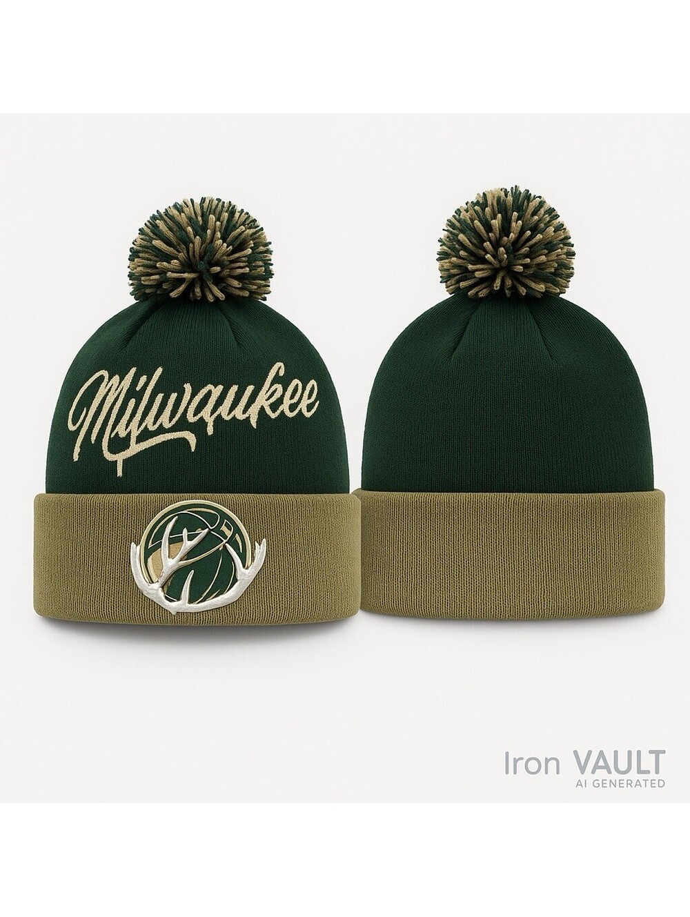 Milwaukee Basketball Hat Mens OS Green Graffiti Pom Beanie NWT NBA Streetwear
